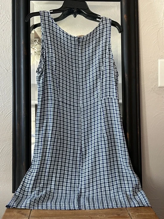 American Eagle Outfitters Navy and White Plaid Mini Dress Vintage Size 10 - Picture 4 of 9